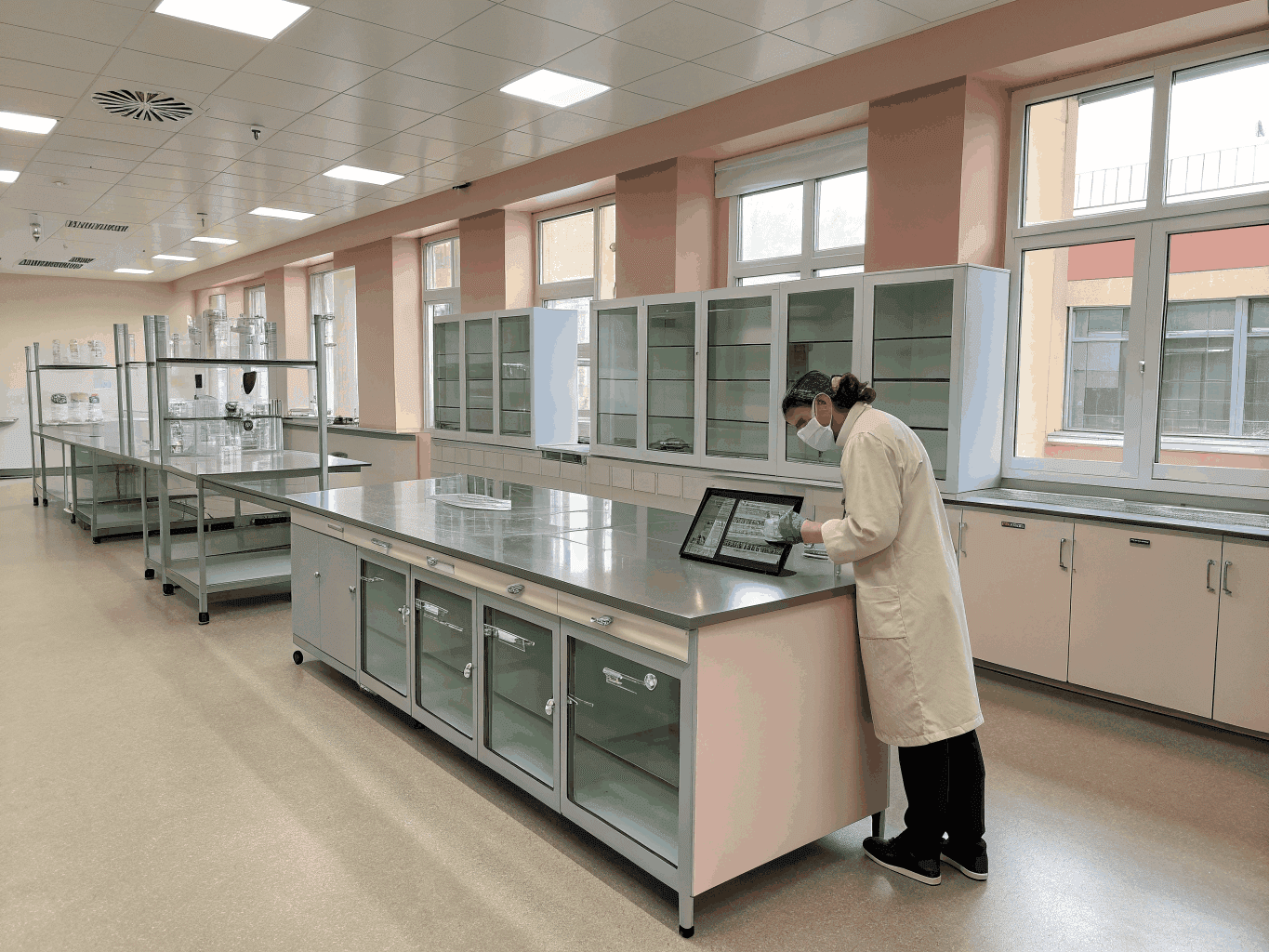 Professional cosmetic laboratory research setting