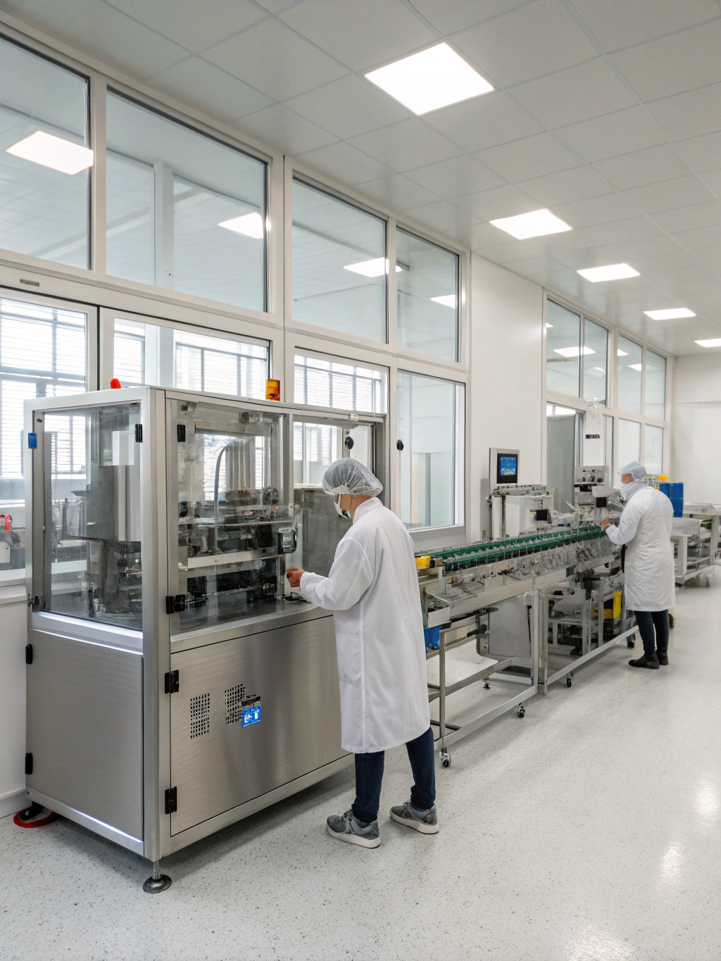 Linea di produzione cosmetica moderna in un ambiente sterile e controllato